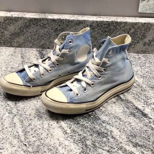 Revolve Distressed Tie Dye Converse High-Top Sneakers Light Blue 7